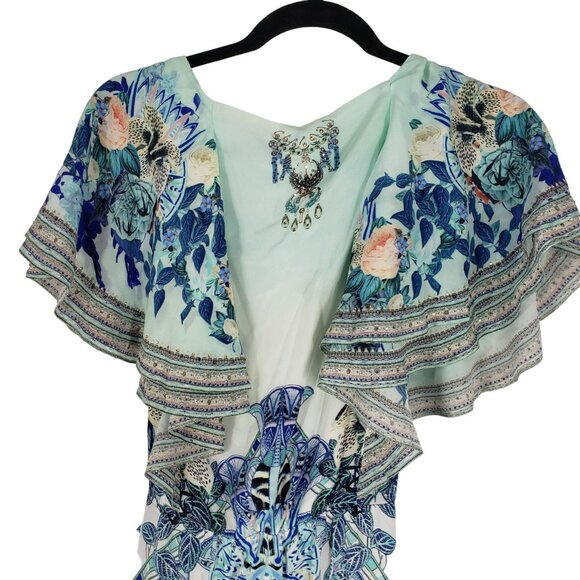 NWT Camilla Frill Sleeve Long Maxi Dress Wings of Luxor Blue Crystal Embellished - Picture 16 of 16